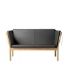 Erik Ole Jørgensen J148 - 2 pers. sofa - Eg - Sort læder New