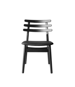 Poul M. Volther J48 - Stol - Eg - Jet Black - Sort læder