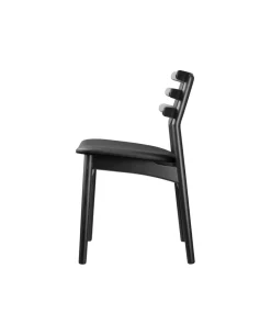 Poul M. Volther J48 - Stol - Eg - Jet Black - Sort læder